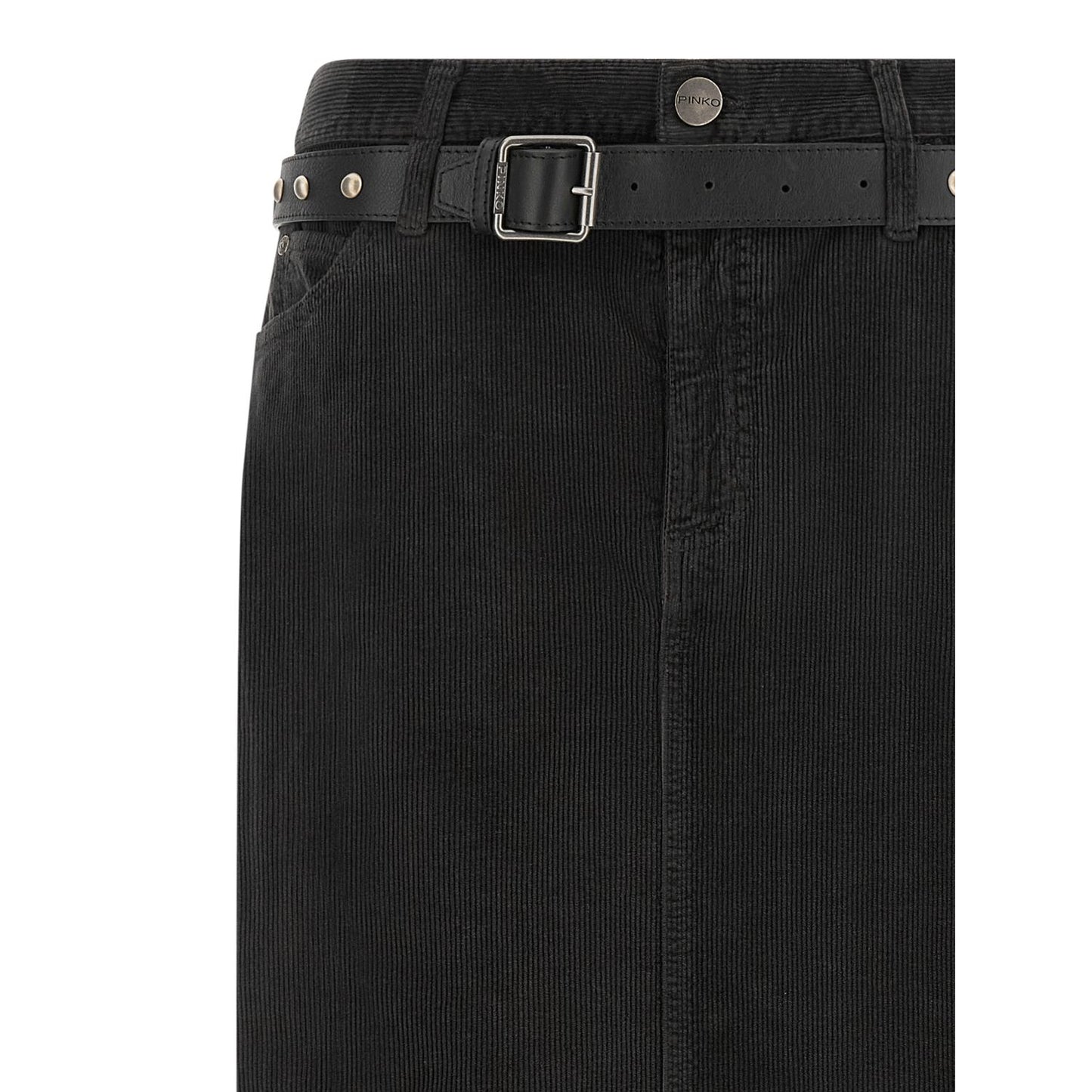 PINKO Black Cotton Midi Skirt