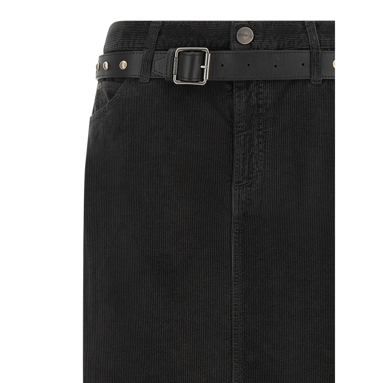 PINKO Black Cotton Midi Skirt