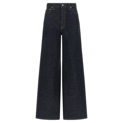 Khaite Blue Cotton Flared Jeans