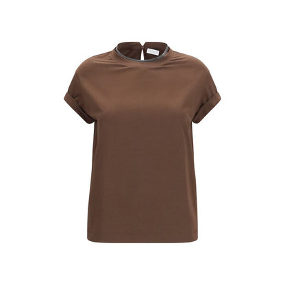 Brunello Cucinelli Brown Elastane T-Shirt