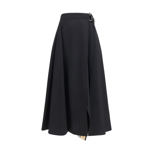 Burberry Black Wool Oves Aries Midi Skirt