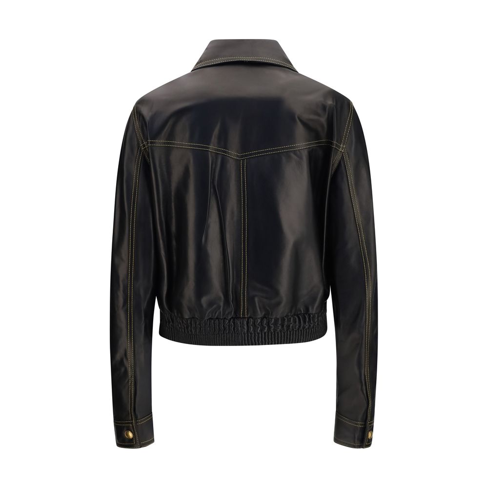Versace Black Lamb Ovis Aries Aries Leather Jacket