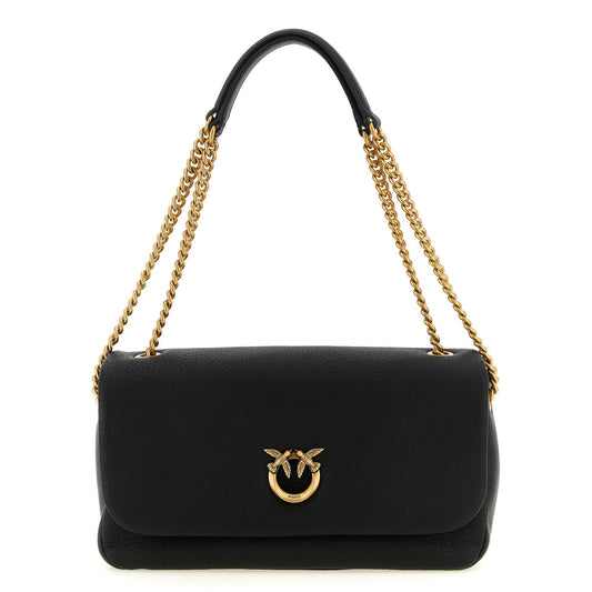 PINKO Black Lamb Leather Shoulder Bag