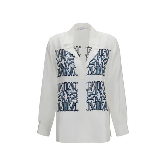 Max Mara White Silk Pattern Shirt