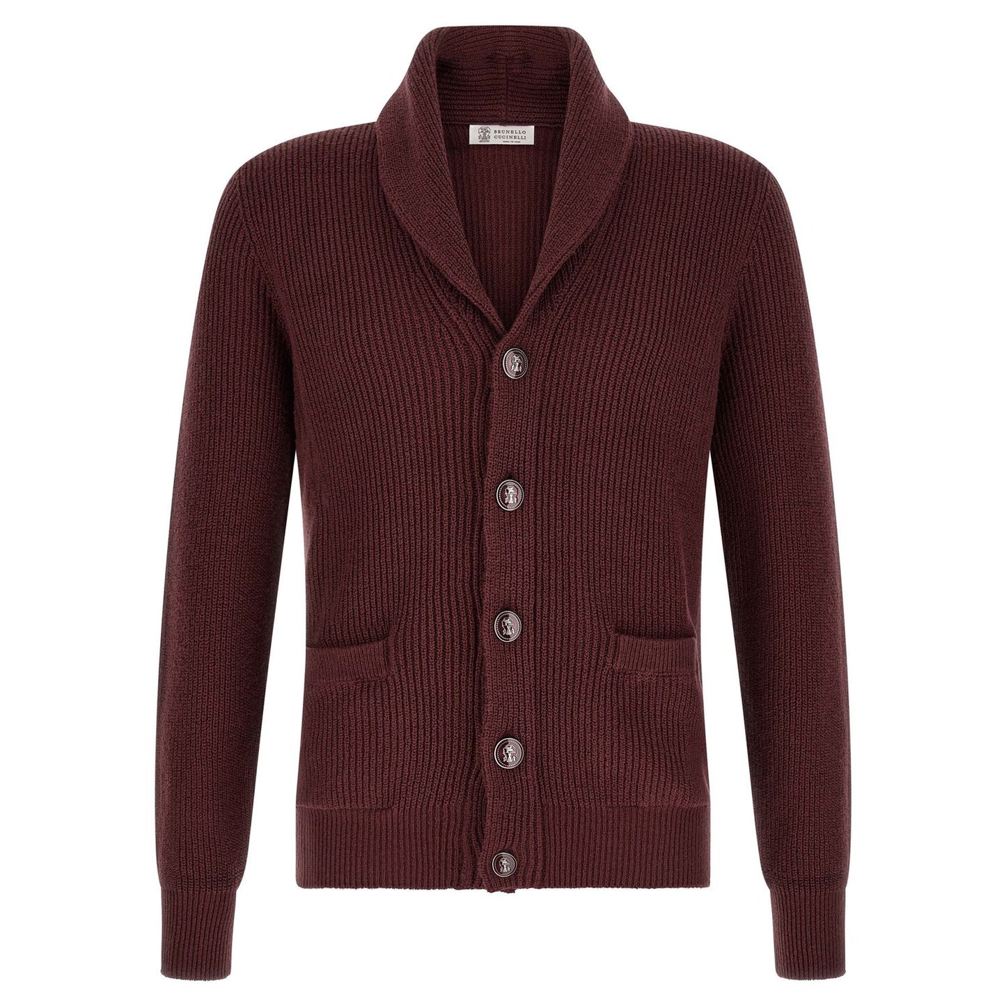 Brunello Cucinelli Bordeaux Cotton Cardigan