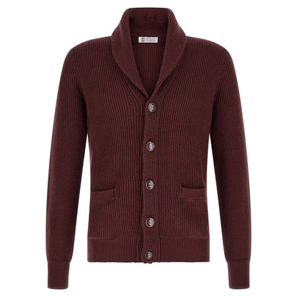 Brunello Cucinelli Bordeaux Cotton Cardigan