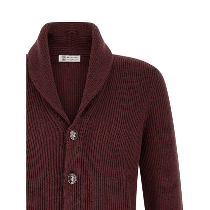 Brunello Cucinelli Bordeaux Cotton Cardigan