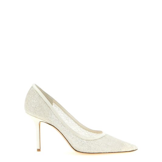 Jimmy Choo White Tencel High Heel Pumps