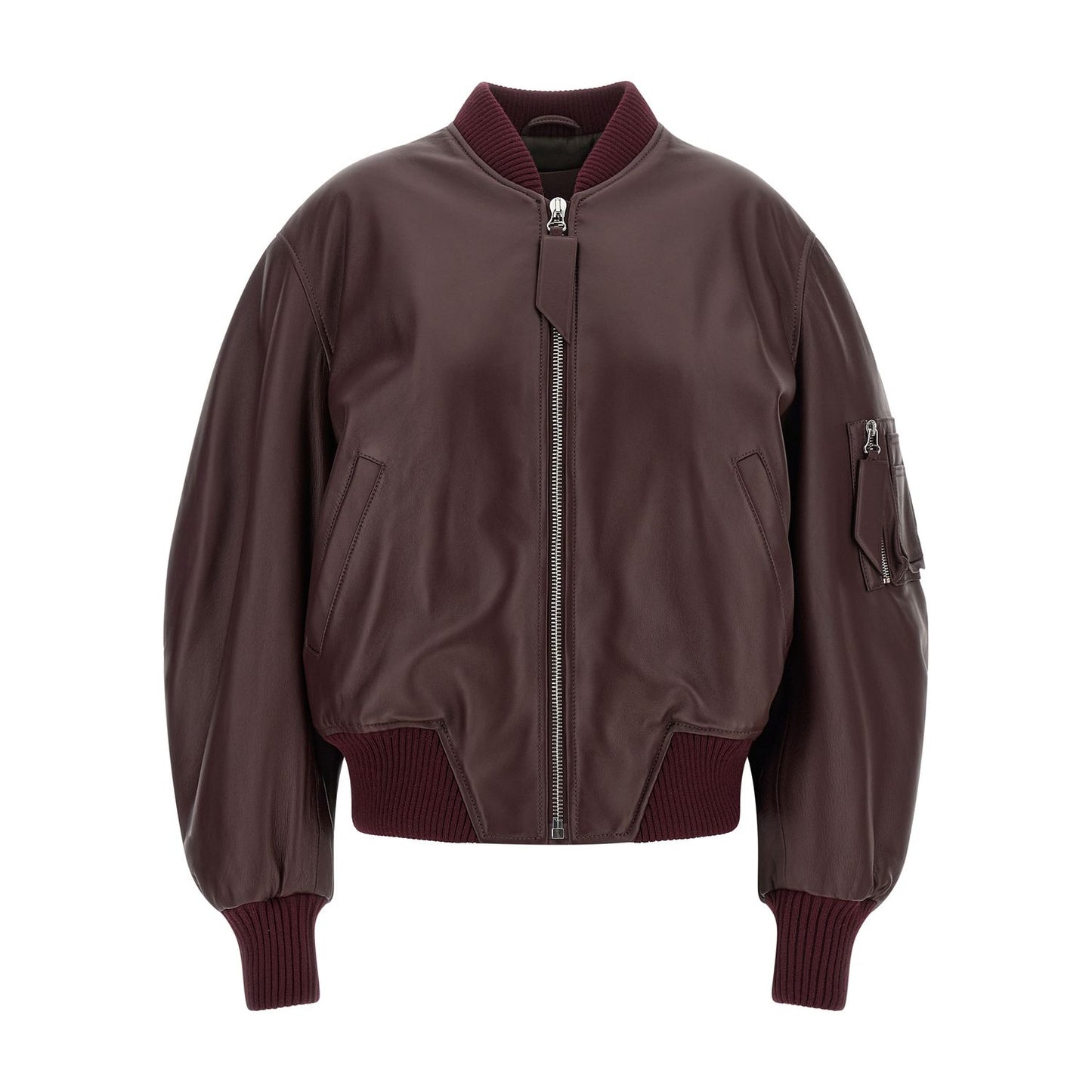 The Attico Bordeaux Lamb Leather Leather Jacket