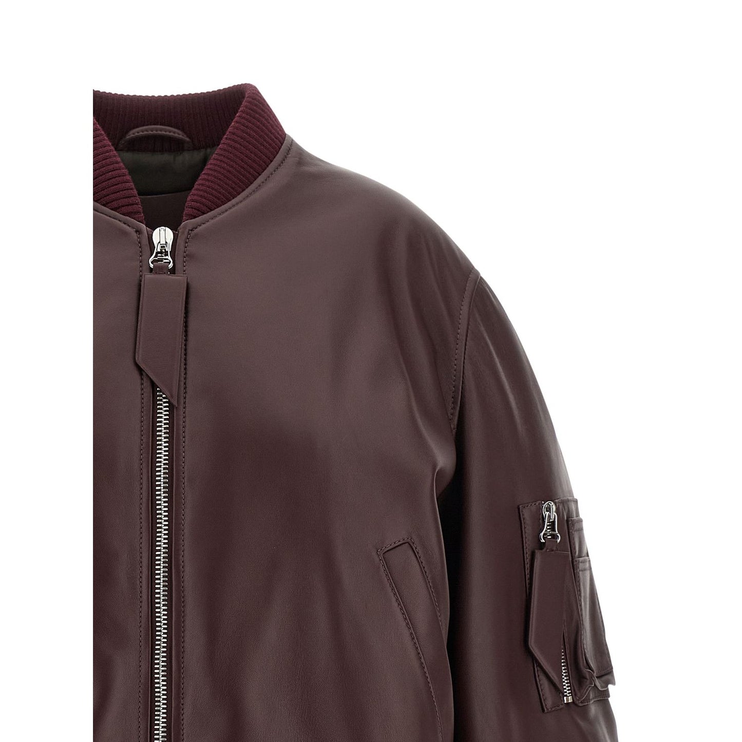 The Attico Bordeaux Lamb Leather Leather Jacket