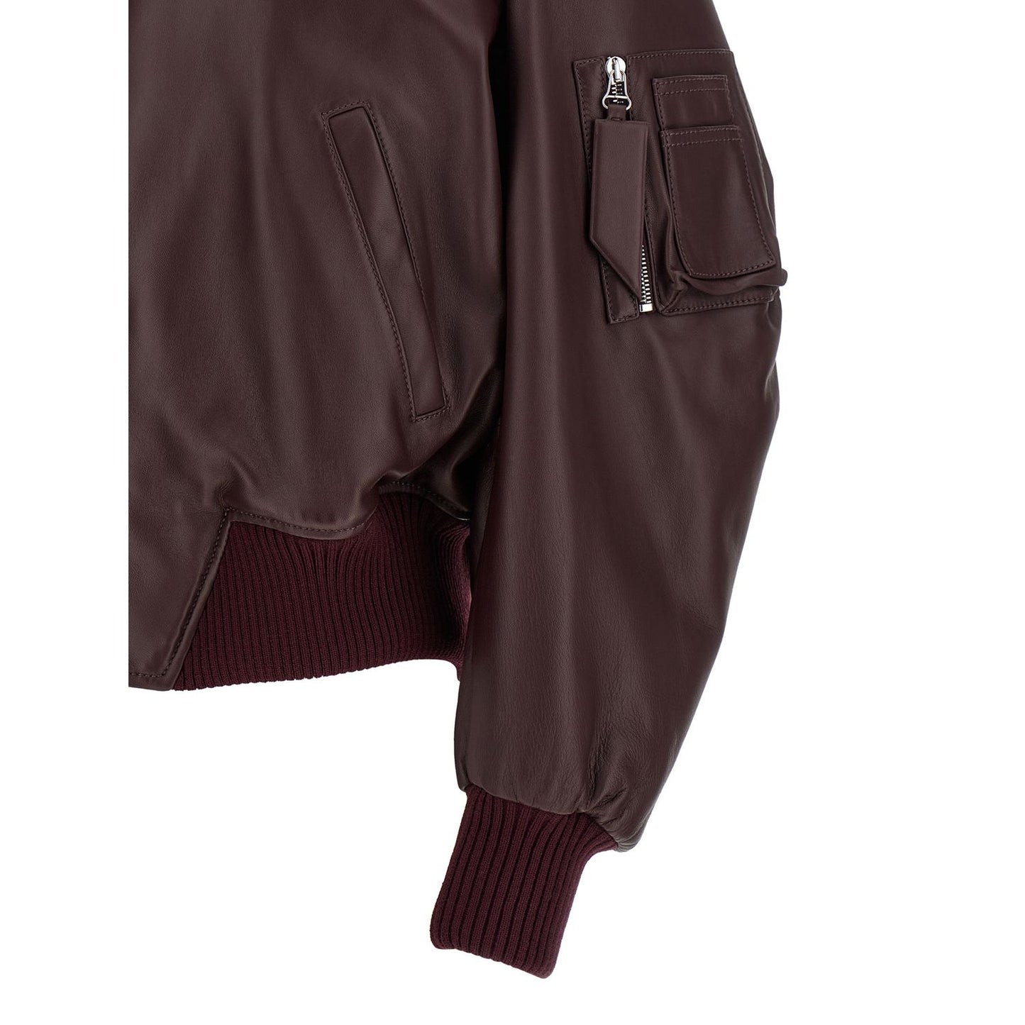 The Attico Bordeaux Lamb Leather Leather Jacket