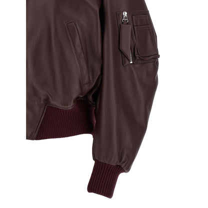 The Attico Bordeaux Lamb Leather Leather Jacket