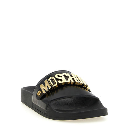 Moschino Gold Pvc Slides