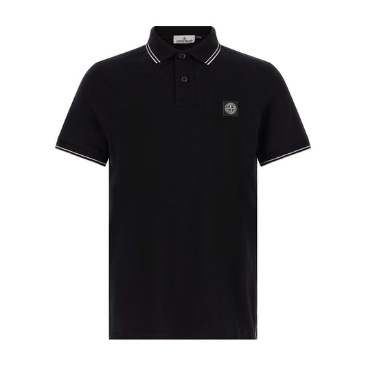 Stone Island Black Cotton Polo Shirt