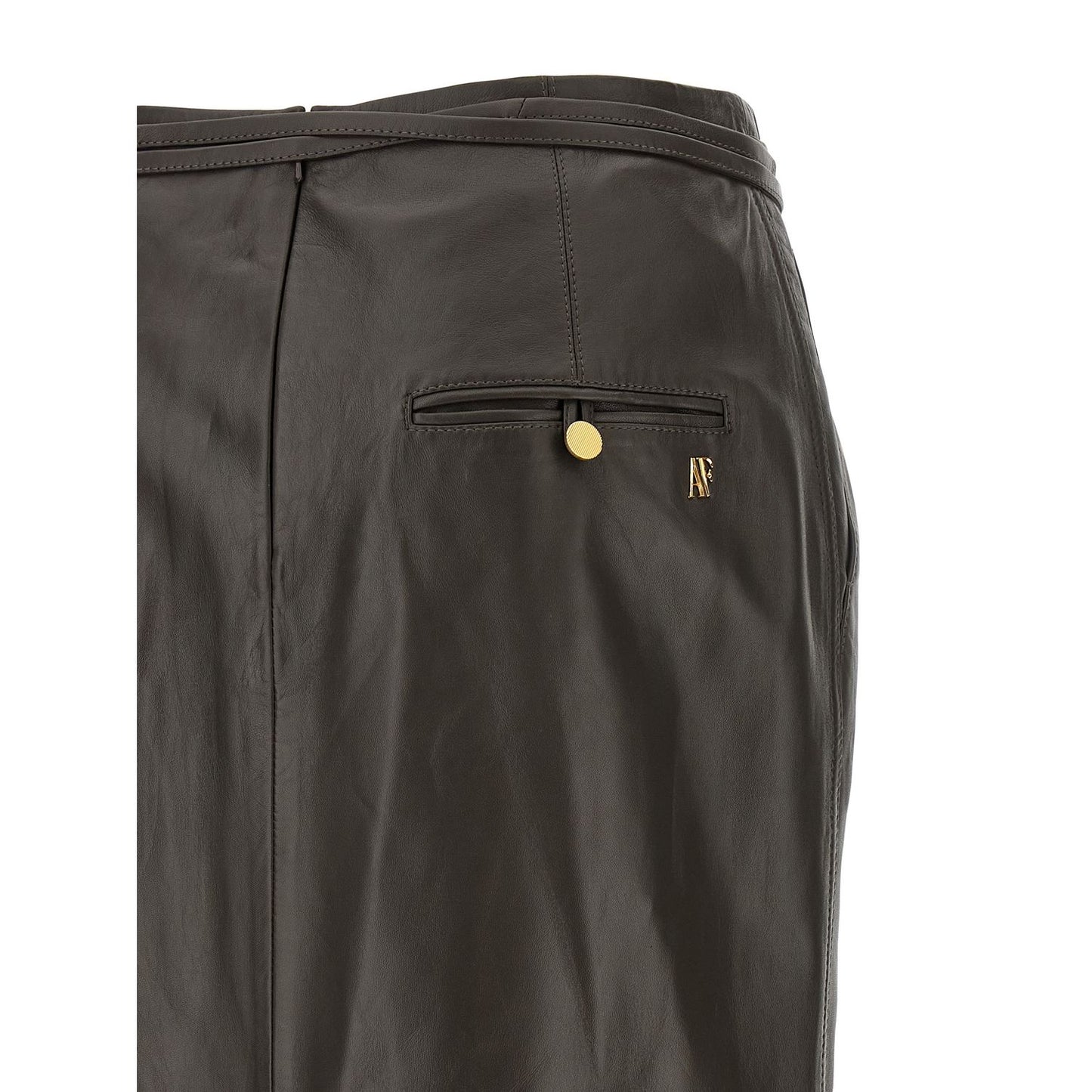 Alberta Ferretti Brown Lamb Leather Midi Skirt