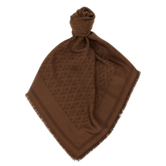 Valentino Garavani Brown Silk Scarf
