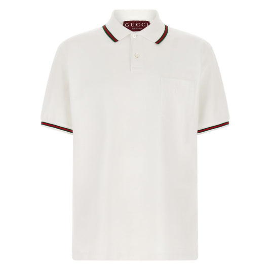 Gucci White Cotton Polo Shirt