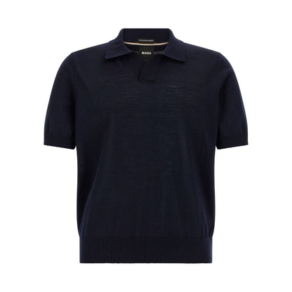 Hugo Boss Blue Virgin Wool Polo Shirt