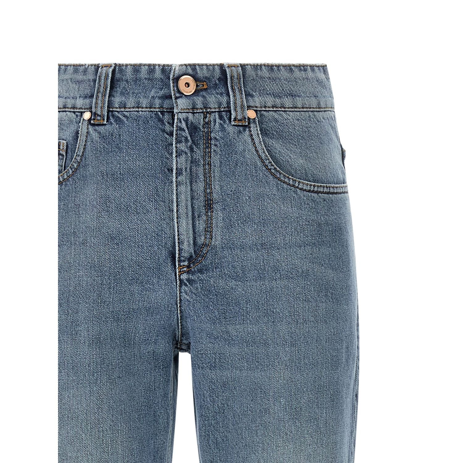 Brunello Cucinelli Blue Cotton Relaxed Fit Jeans