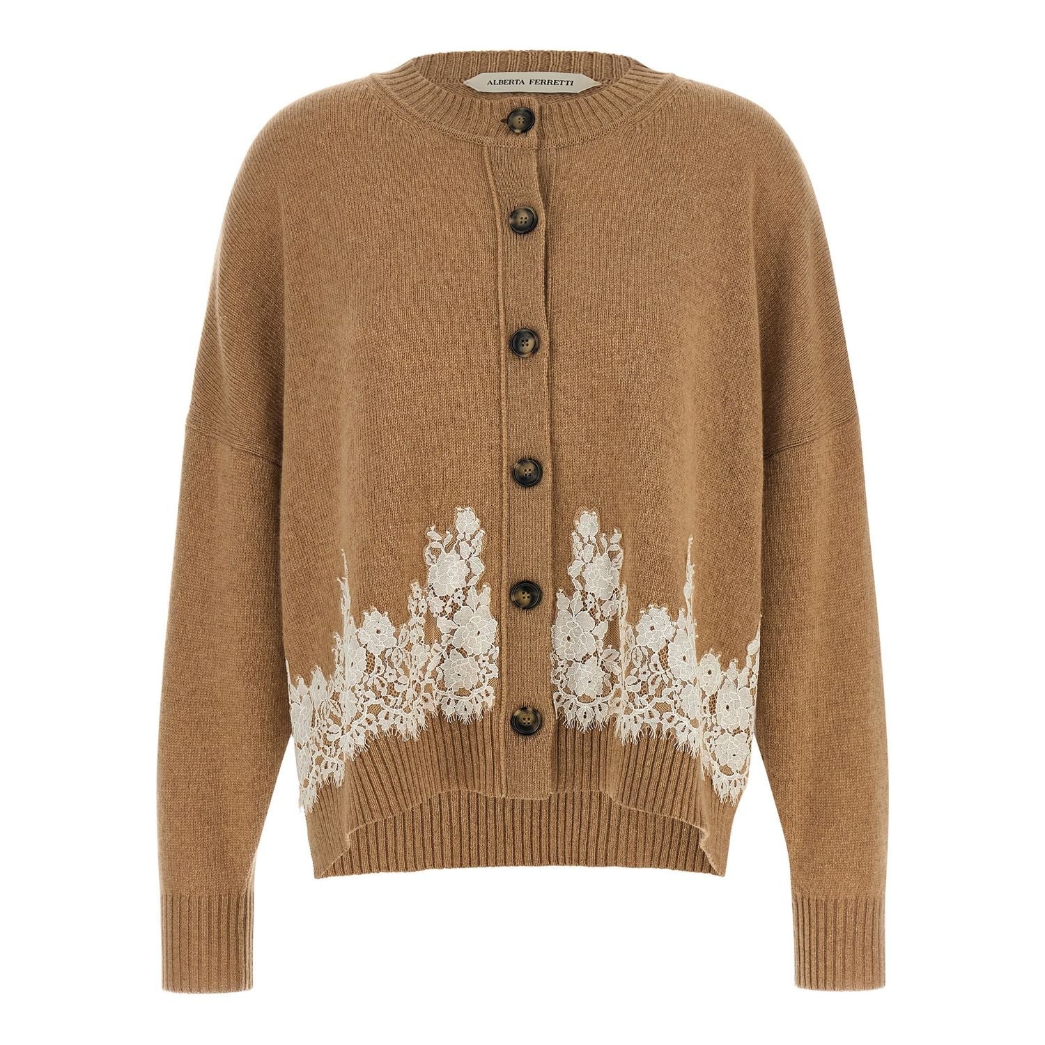 Alberta Ferretti Brown Cashmere Cardigan