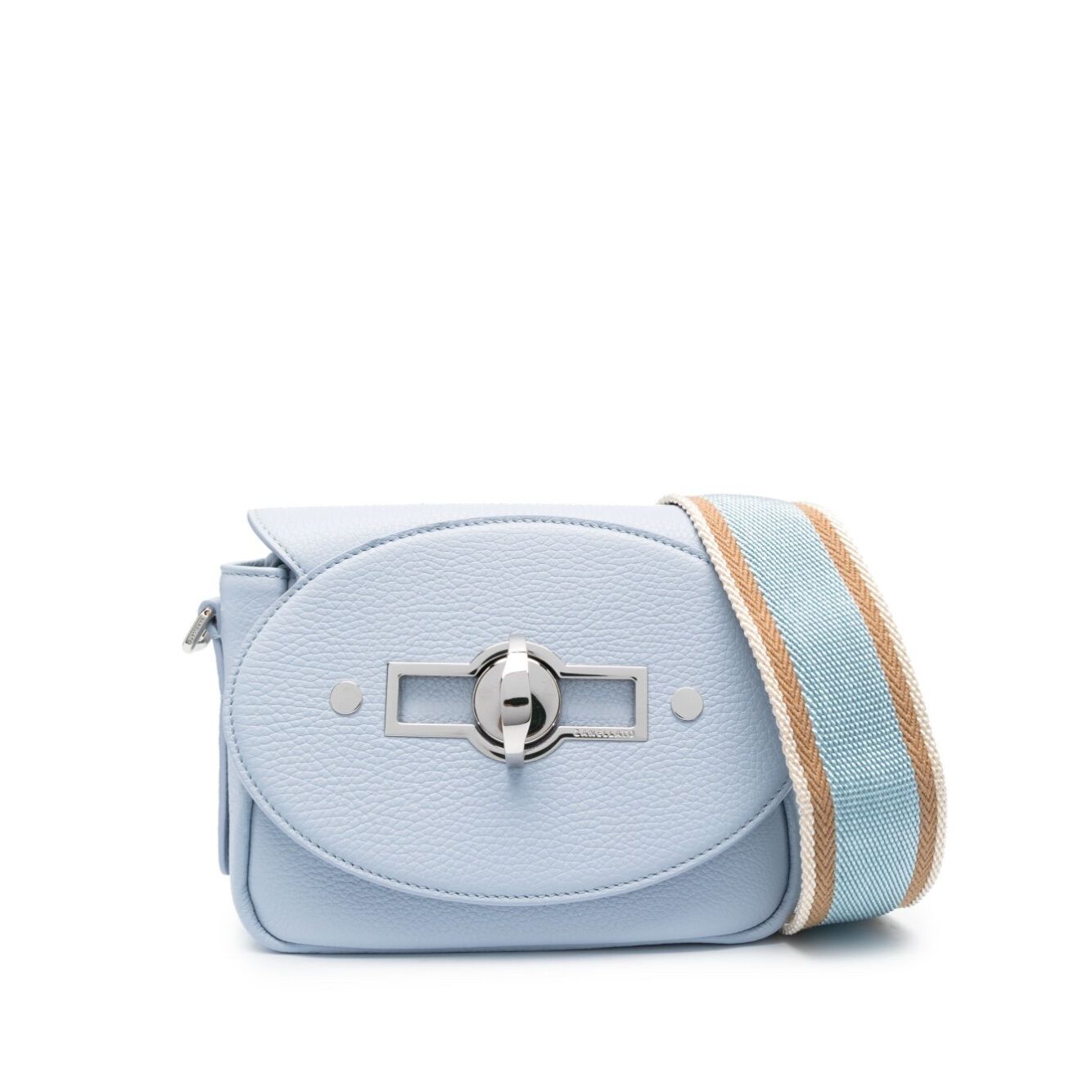 Front view with bag zipped and handles upright.