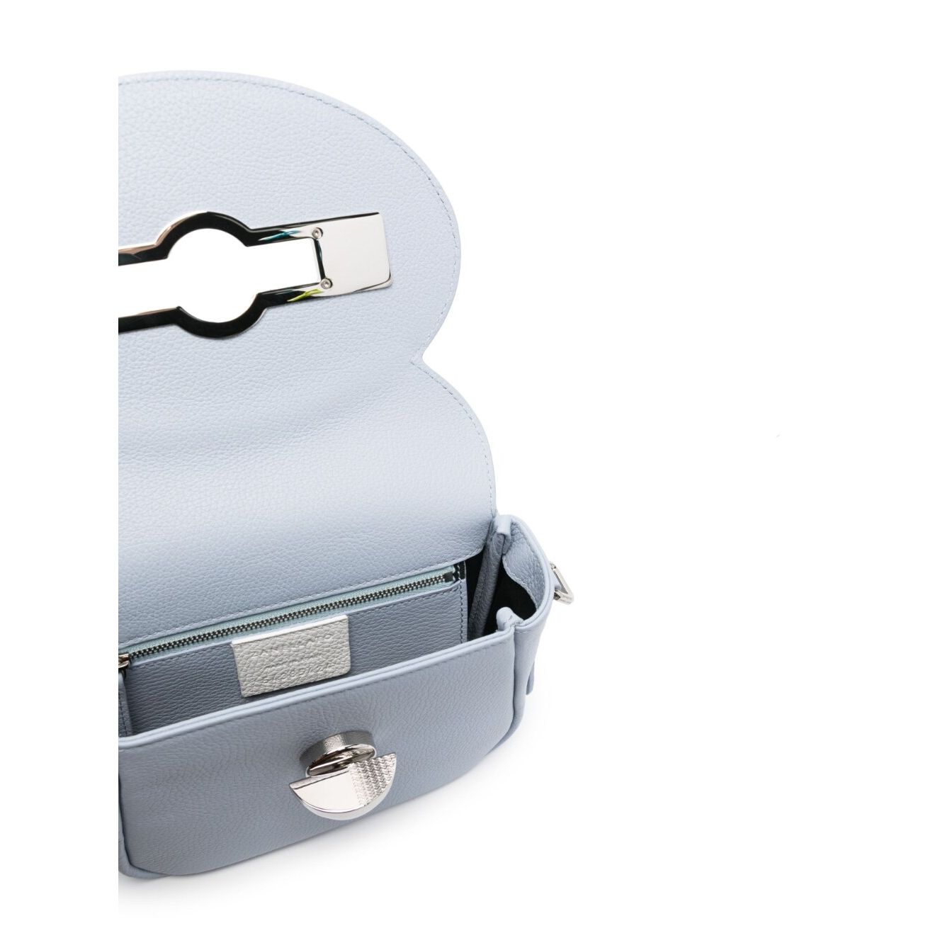 Front view with bag zipped and handles upright.