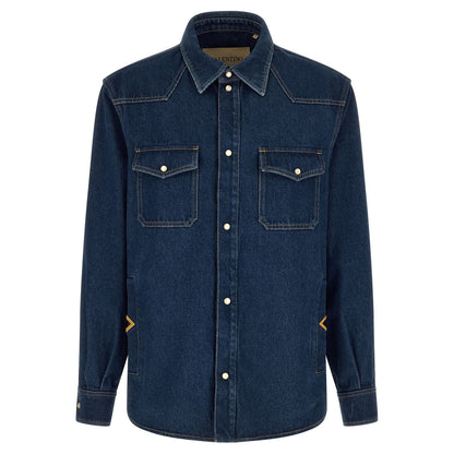 Valentino Garavani Blue Cotton Blouse