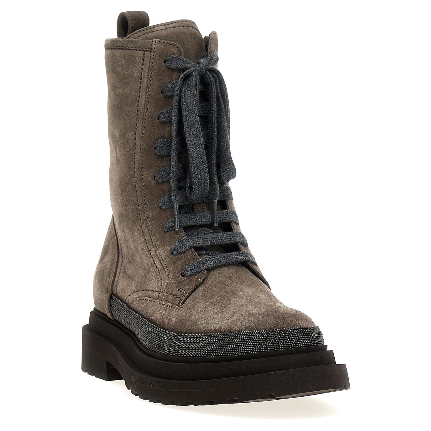 Brunello Cucinelli Gray Leather Ankle Boots