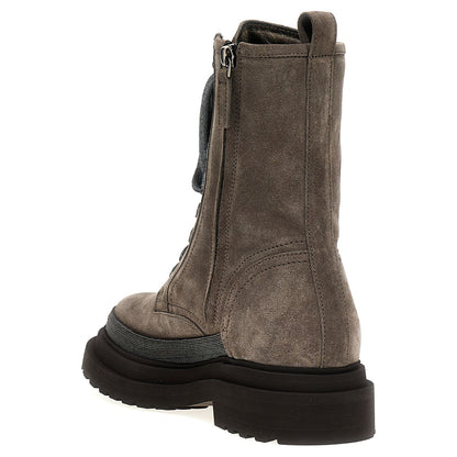 Brunello Cucinelli Gray Leather Ankle Boots