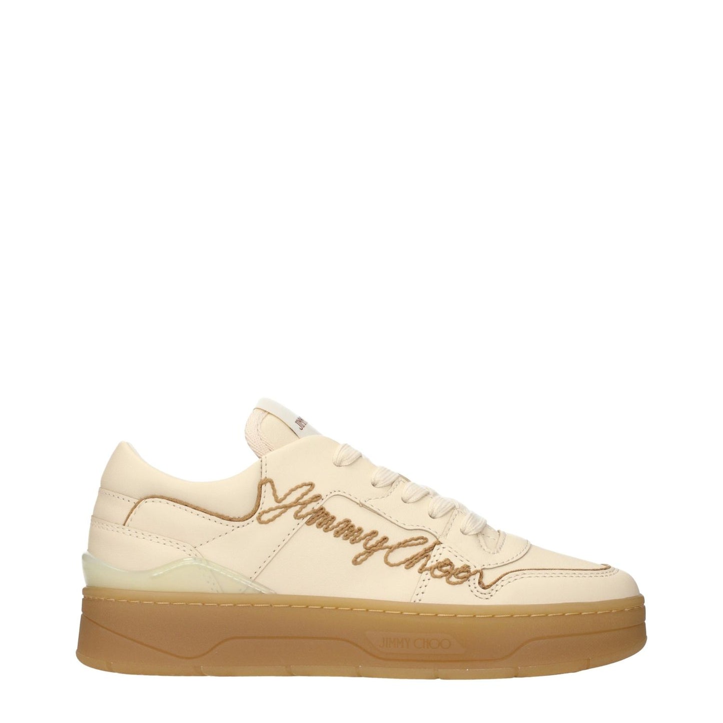 Jimmy Choo Beige Leather Low Top Sneakers