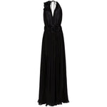 Dolce & Gabbana Long silk chiffon dress with floral appliqué Dresses