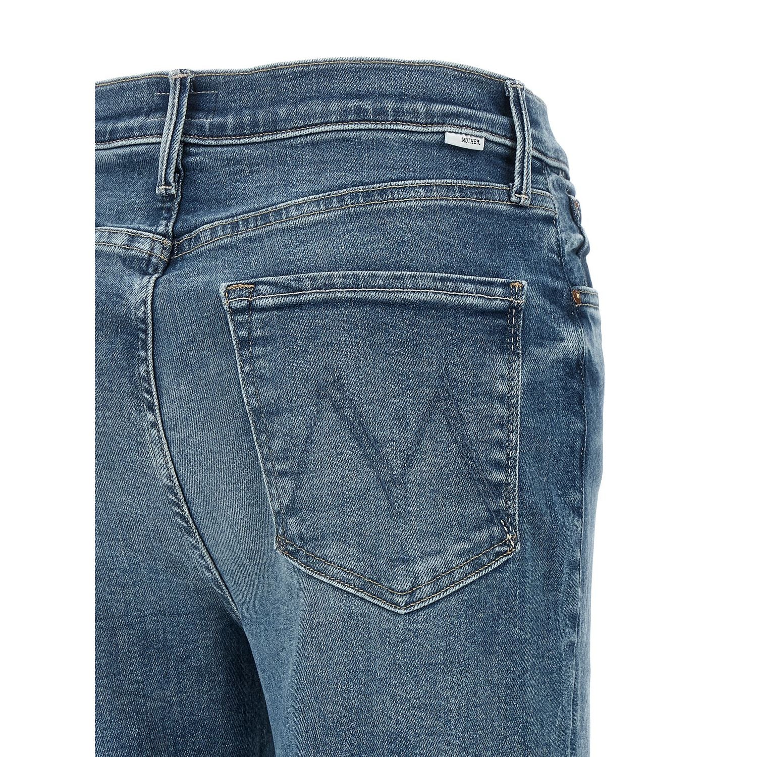 Mother Denim Blue Cotton Flared Jeans