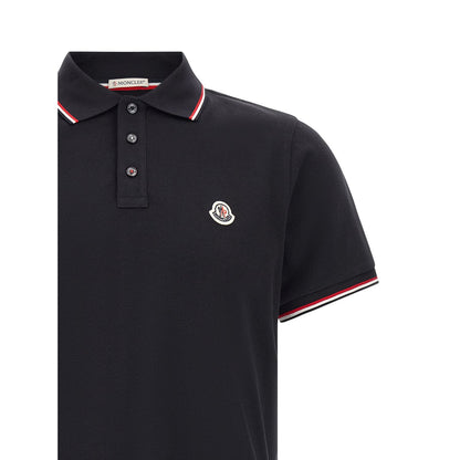 Moncler Blue Cotton Polo Shirt