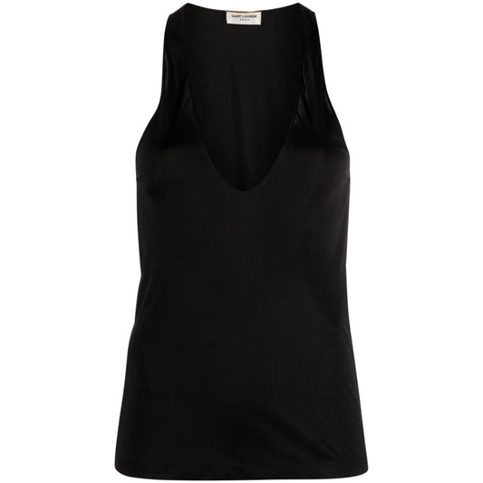 Saint Laurent plunging satin tank top Topwear