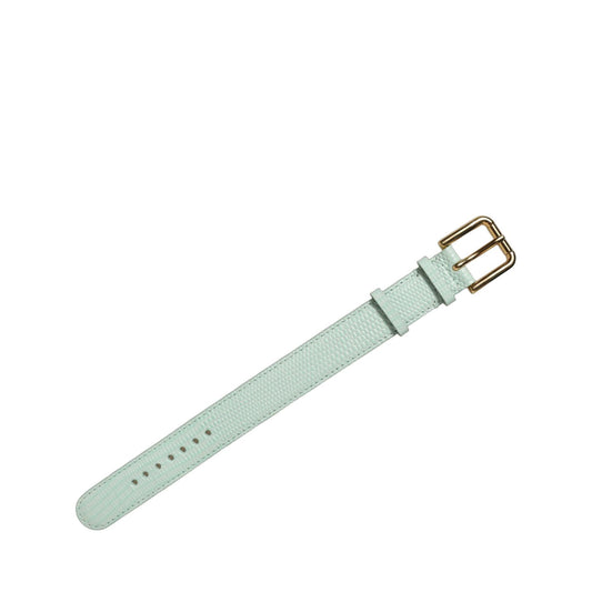 Dolce & Gabbana Green Textured Leather Gold Buckle Belt Strap Bracelet