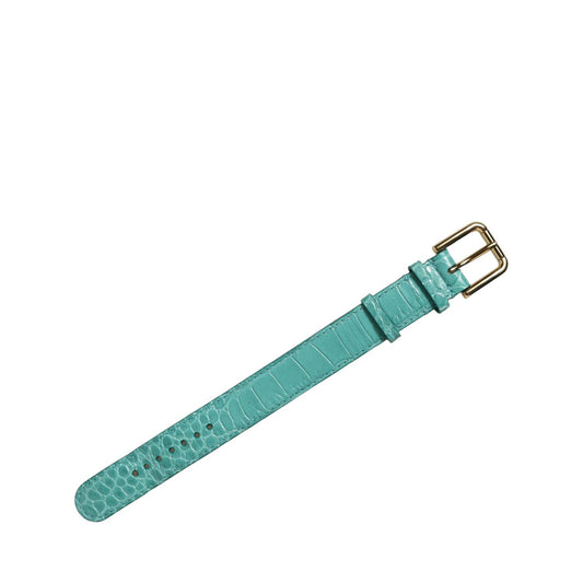 Dolce & Gabbana Blue Embossed Leather Gold Buckle Belt Strap Bracelet