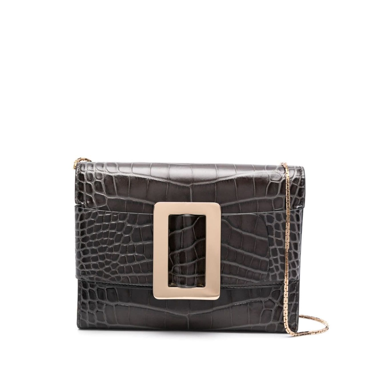 Boyy Buckle travel case croco embossed leather clutch bag Clutches