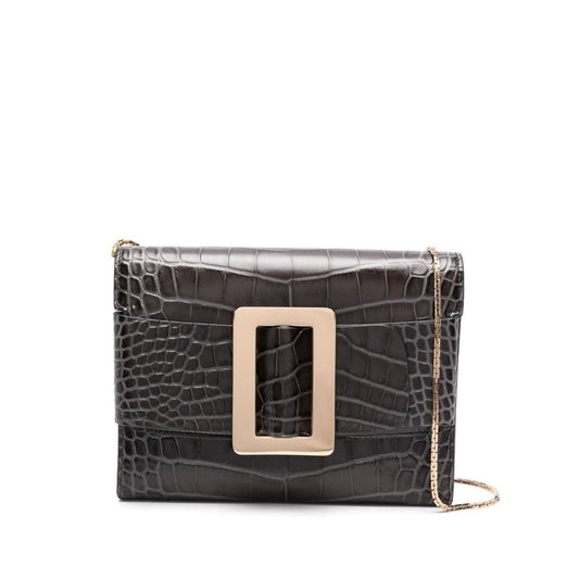 Boyy Buckle travel case croco embossed leather clutch bag Clutches