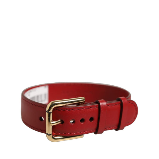 Dolce & Gabbana Red Calfskin Leather Gold Buckle Belt Strap Bracelet