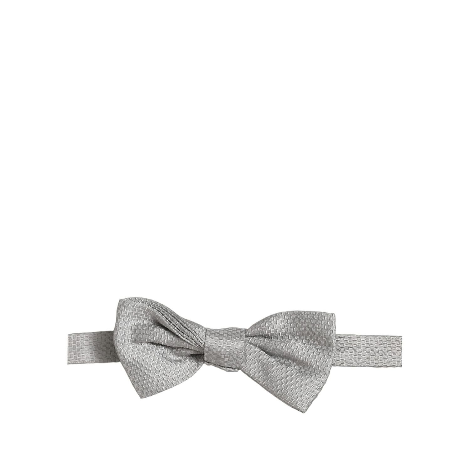 Dolce & Gabbana Men Gray 100% Silk Adjustable Neck Papillon Bow Tie