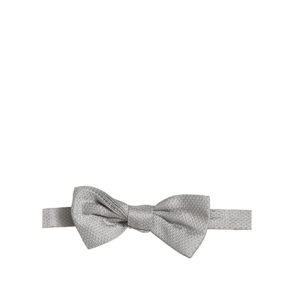 Dolce & Gabbana Men Gray 100% Silk Adjustable Neck Papillon Bow Tie