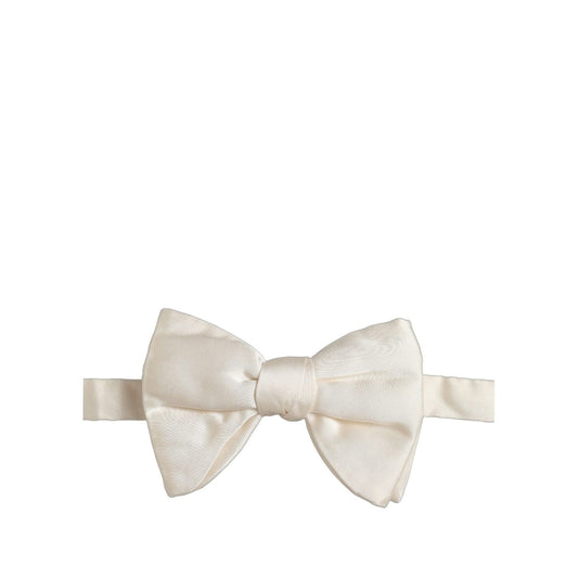 Dolce & Gabbana Men White 100% Silk Adjustable Neck Papillon Bow Tie