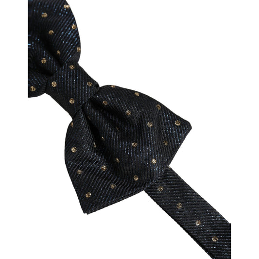 Dolce & Gabbana Men Dark Gray Polka Dot Silk Adjustable Neck Papillon Bow Tie