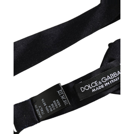 Dolce & Gabbana Men Dark Blue 100% Silk Adjustable Neck Papillon Bow Tie