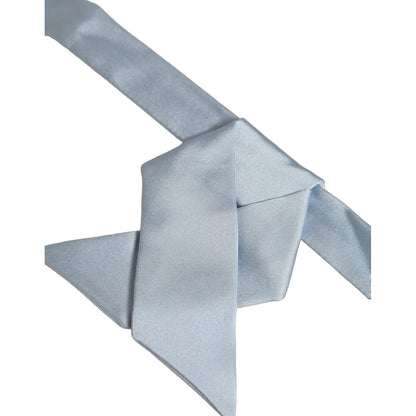 Dolce & Gabbana Men Light Blue SIlk Adjustable Neck Papillon Bow Tie