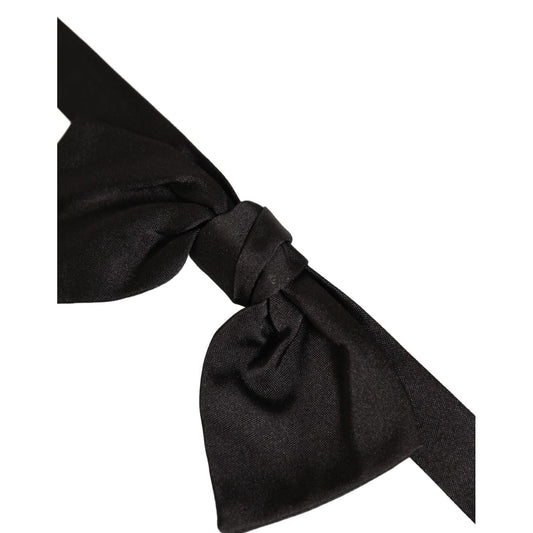 Dolce & Gabbana Men Black 100% SIlk Adjustable Neck Papillon Bow Tie
