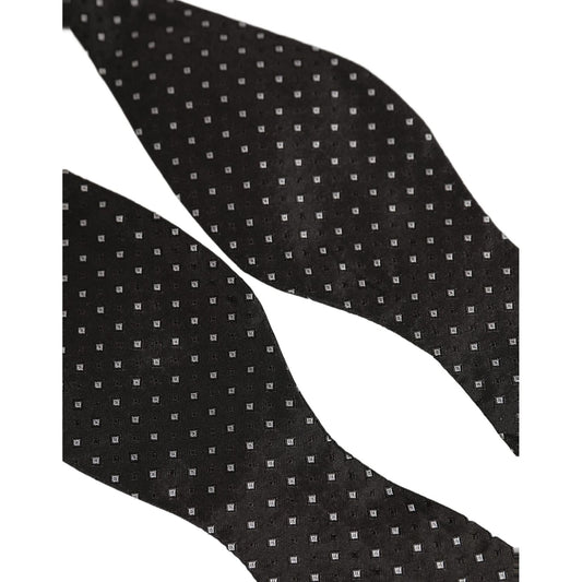 Dolce & Gabbana Dark Gray White Polka Dot Adjustable Neck Papillon Bow Tie