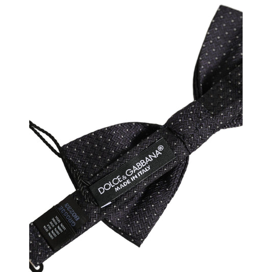 Dolce & Gabbana Dark Blue White Polka Dot Adjustable Neck Papillon Bow Tie