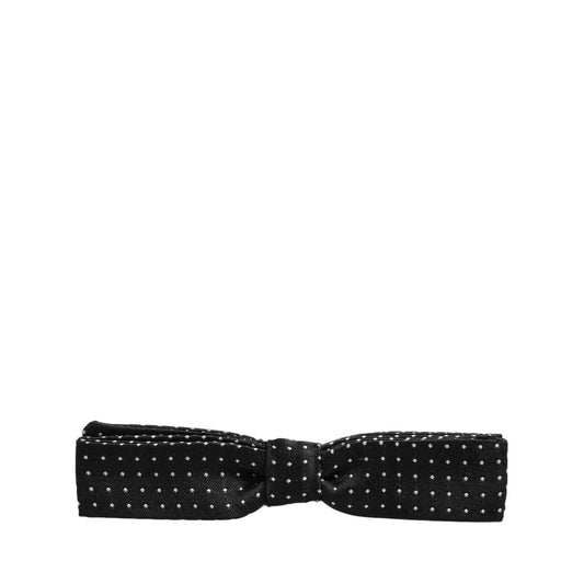 Dolce & Gabbana Black White Polka Dot Adjustable Neck Papillon Bow Tie