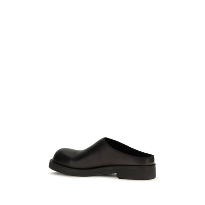 MM6 Black Calf Leather Bos Taurus Mules